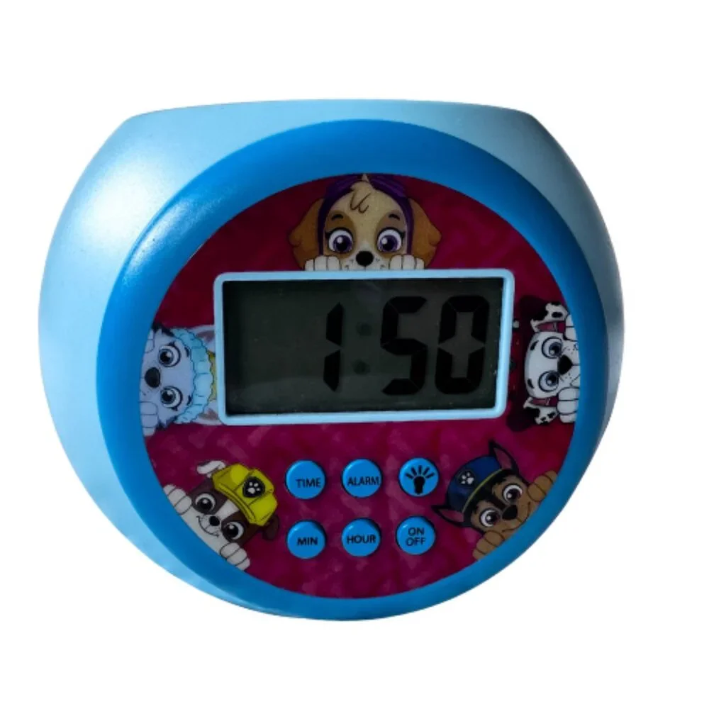 Paw Patrol Kids Alarm Clock Light-Up Paw Print Projector SpinMaster Blue